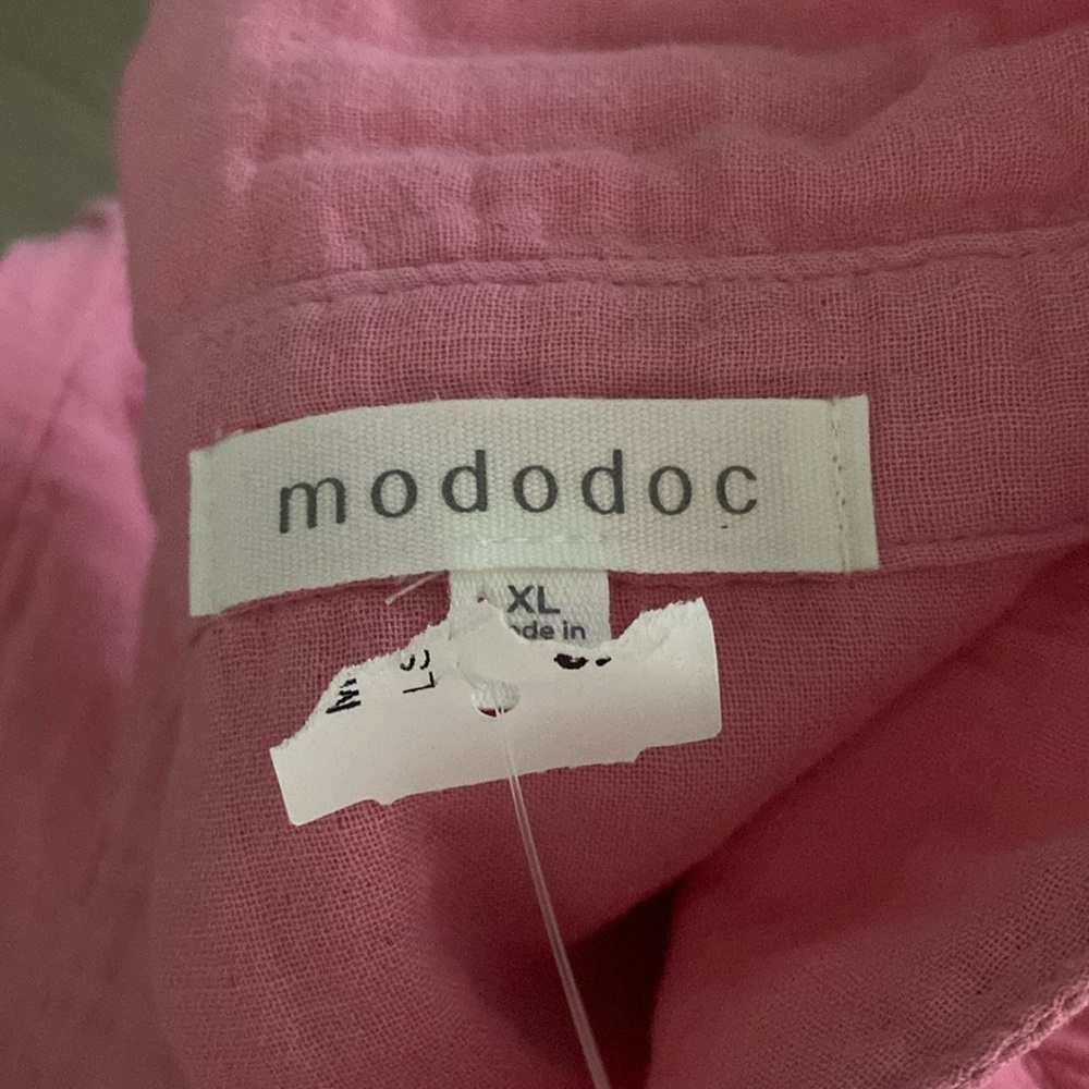 Mododoc Women's Pink Button-Up Shirt,Size XLarge 100% Cotton Long Sleeve,Collar - Picture 2 of 8